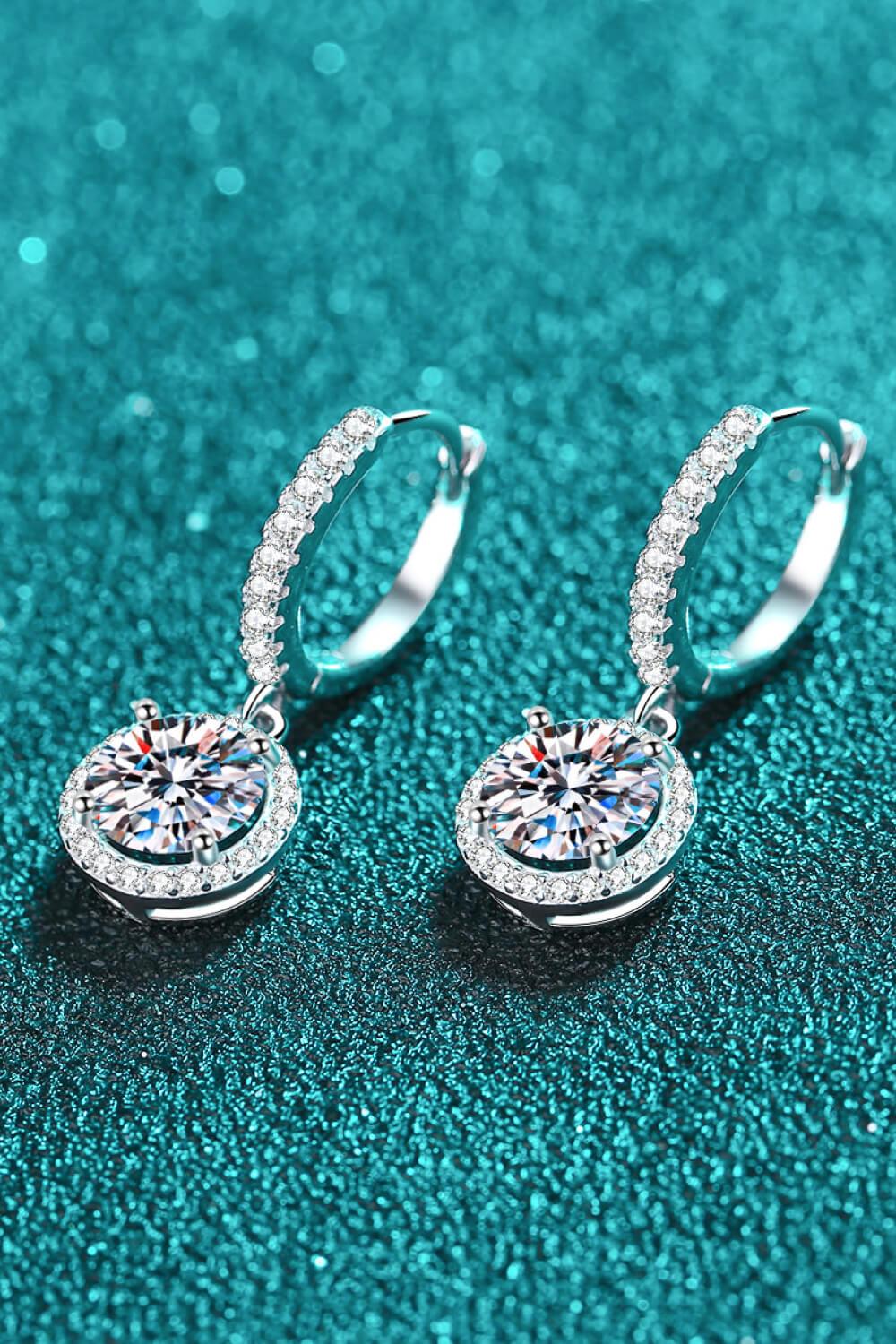 Moissanite Round-Shaped Drop Earrings - Lucianne Boutique