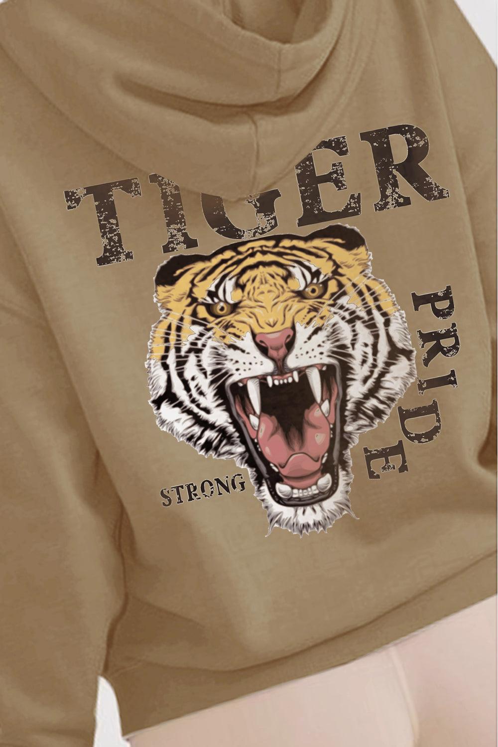 Simply Love Full Size TIGER STRONG PRIDE Graphic Hoodie - Lucianne Boutique
