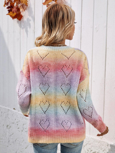 Tie-Dye V-Neck Drop Shoulder Pullover Sweater - Lucianne Boutique