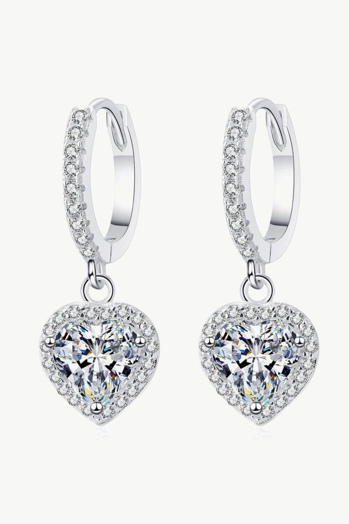 Moissanite Heart-Shaped Drop Earrings - Lucianne Boutique