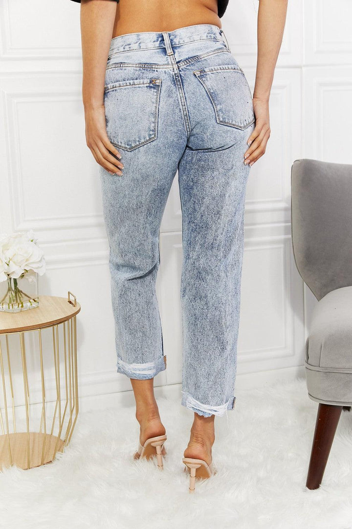 Kancan Kendra High Rise Distressed Straight Jeans - Lucianne Boutique