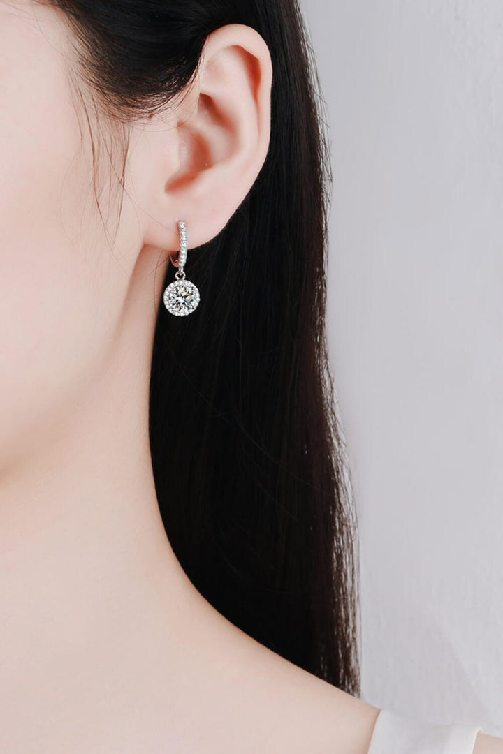 Moissanite Round-Shaped Drop Earrings - Lucianne Boutique