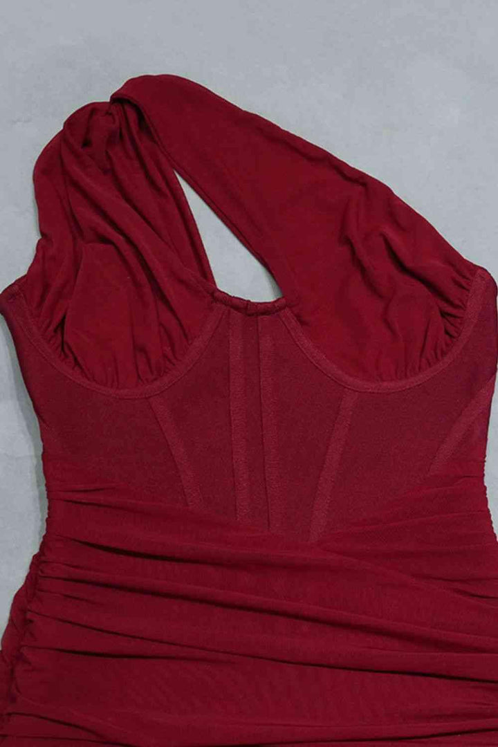 Cutout One-Shoulder Midi Bandage Dress - Lucianne Boutique