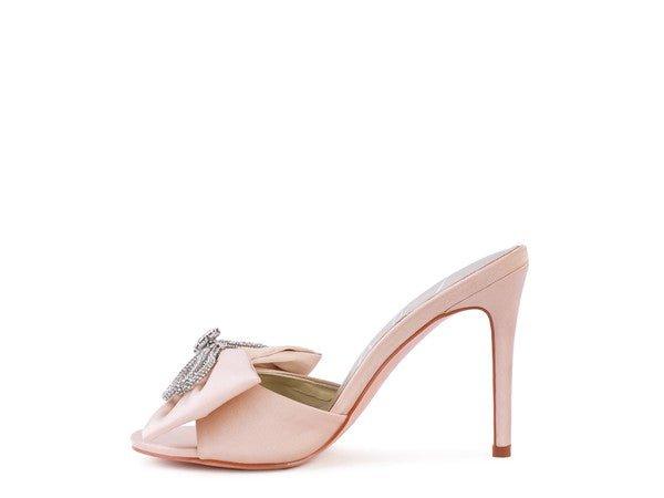 BRAG IN Crystal Bow Satin High Heeled Sandals - Lucianne Boutique