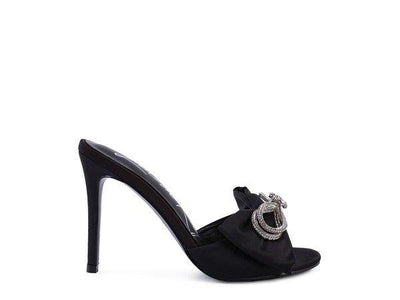 BRAG IN Crystal Bow Satin High Heeled Sandals - Lucianne Boutique