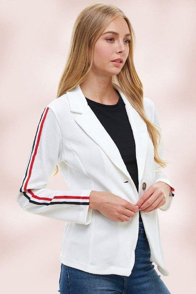 Bullet With Button and Stripe Tape Blazer Jacket - Lucianne Boutique