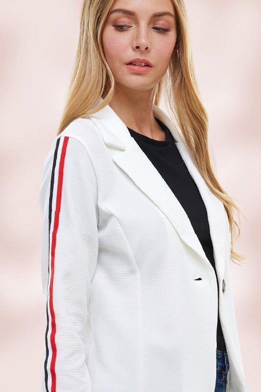 Bullet With Button and Stripe Tape Blazer Jacket - Lucianne Boutique