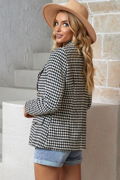 Houndstooth Double-Breasted Blazer - Lucianne Boutique