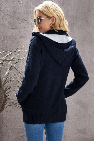 Cable-Knit Fleece Lining Button-Up Hooded Cardigan - Lucianne Boutique
