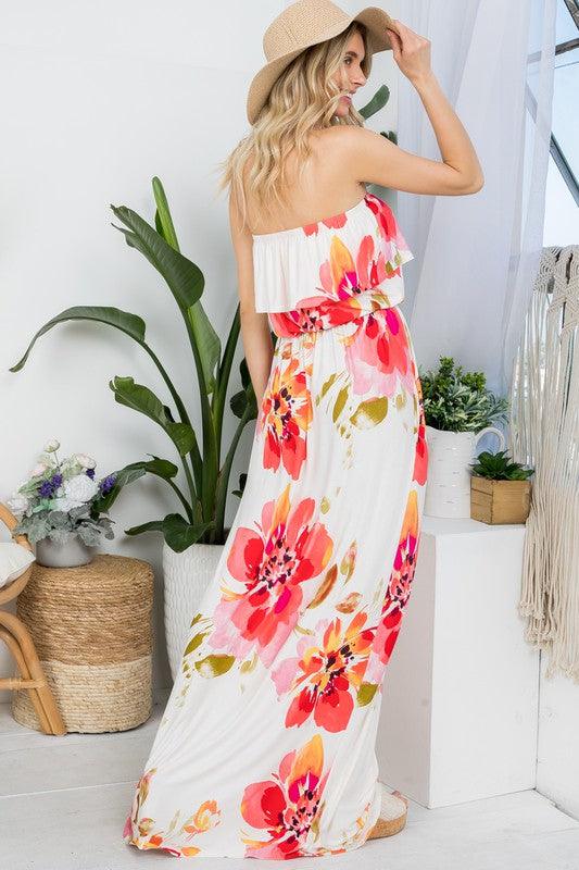 PLUS FLORAL OFFSHOULDER MAXI DRESS - Lucianne Boutique