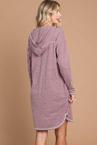 Culture Code Full Size Hooded Long Sleeve Sweater Dress - Lucianne Boutique