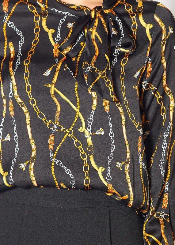 CHAIN PRINTED SCARF TIE TOP XS XL - Lucianne Boutique