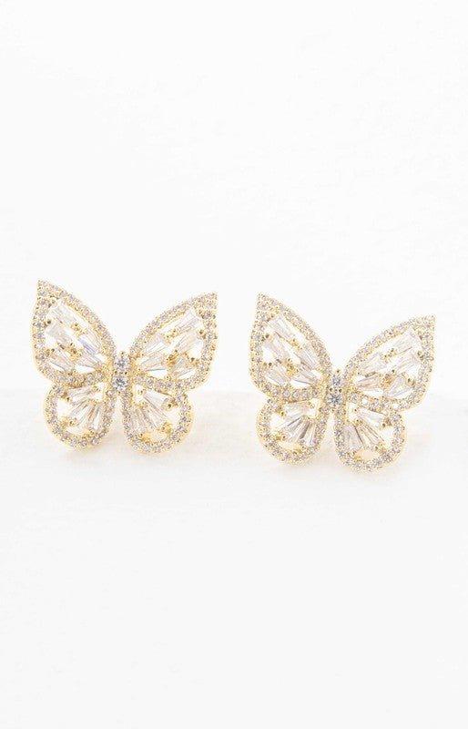 Crystal Butterfly Earrings Gold - Lucianne Boutique