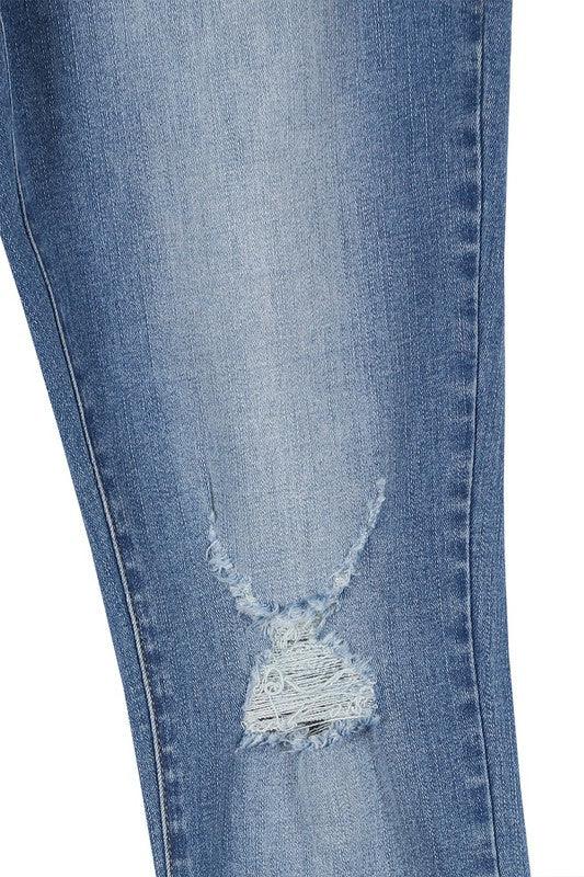 Dark wash distressed skinny jeans - Lucianne Boutique