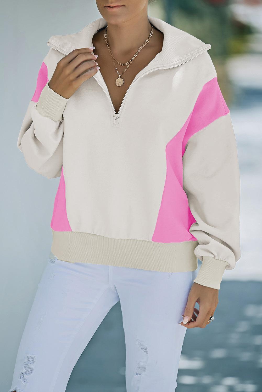 Color Block Quarter-Zip Sweatshirt - Lucianne Boutique