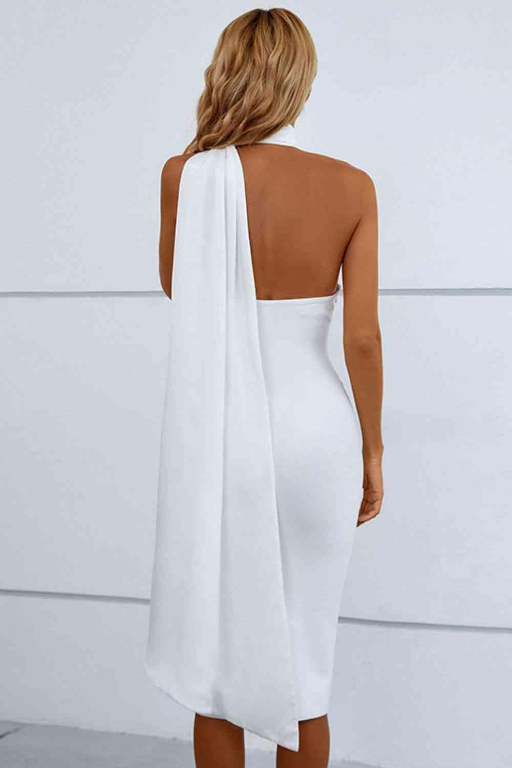 Cascading Detail Halter Neck Bodycon Dress - Lucianne Boutique