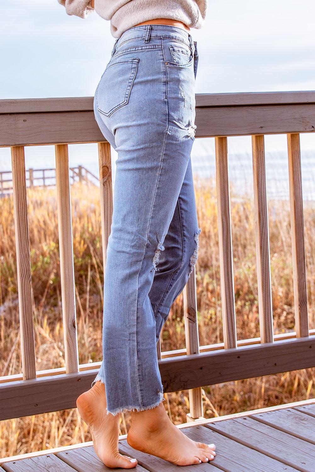 Stylish Distressed Cropped Jeans - Lucianne Boutique