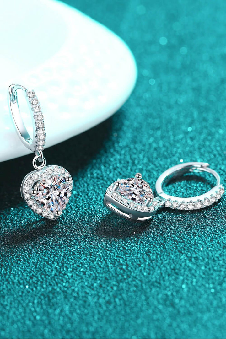 Moissanite Heart-Shaped Drop Earrings - Lucianne Boutique