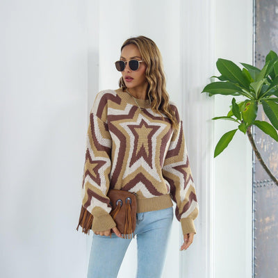 Star Dropped Shoulder Sweater - Lucianne Boutique