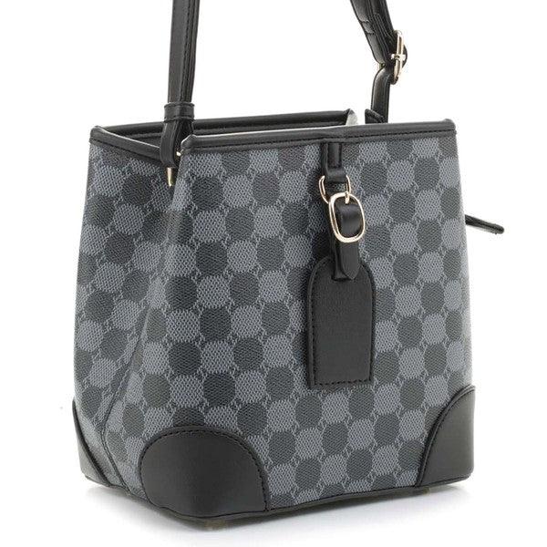 Fashion Monogram Bucket Satchel Crossbody Bag - Lucianne Boutique