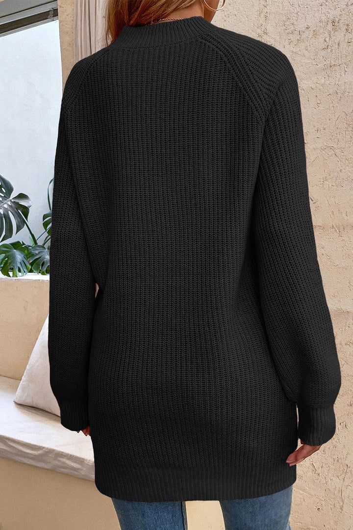 Round Neck Button Detail Ribbed Sweater - Lucianne Boutique