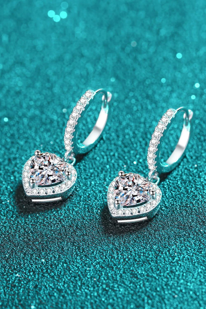 Moissanite Heart-Shaped Drop Earrings - Lucianne Boutique