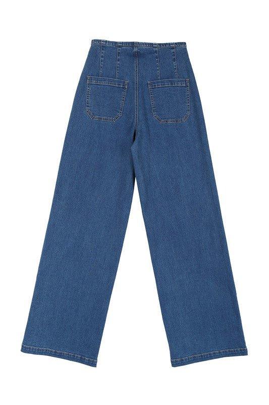 Flared high waist pin tuck jeans - Lucianne Boutique