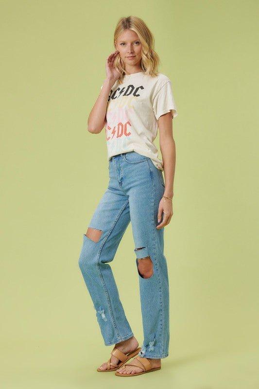 High Rise Distressed Wide Leg Jeans - Lucianne Boutique