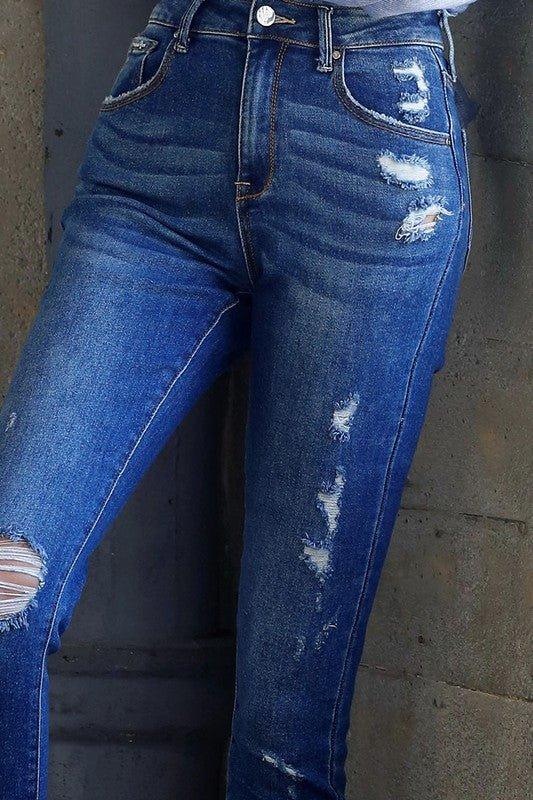 HIGH WAIST ANKLE SKINNY JEANS - Lucianne Boutique