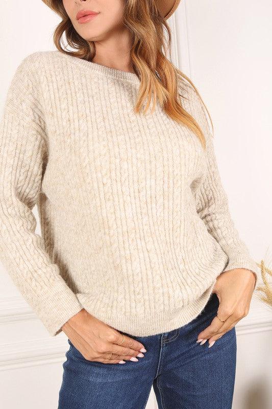 Oversize cable sweater - Lucianne Boutique