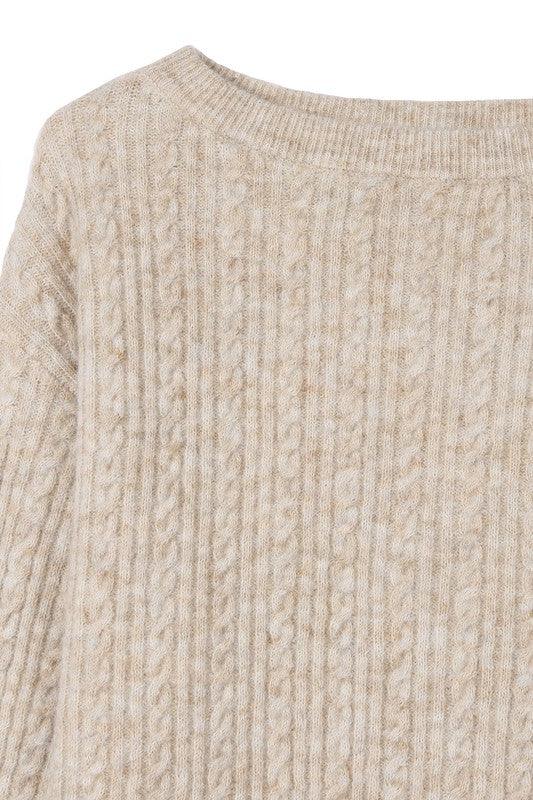 Oversize cable sweater - Lucianne Boutique