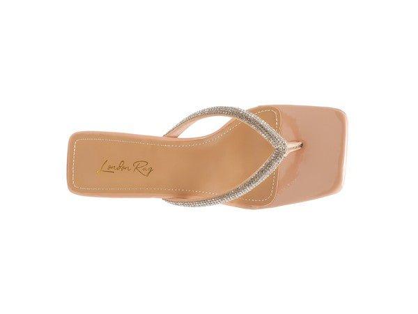LITCHI CRYSTAL LINED THONG BLOCK HEELED SANDAL - Lucianne Boutique