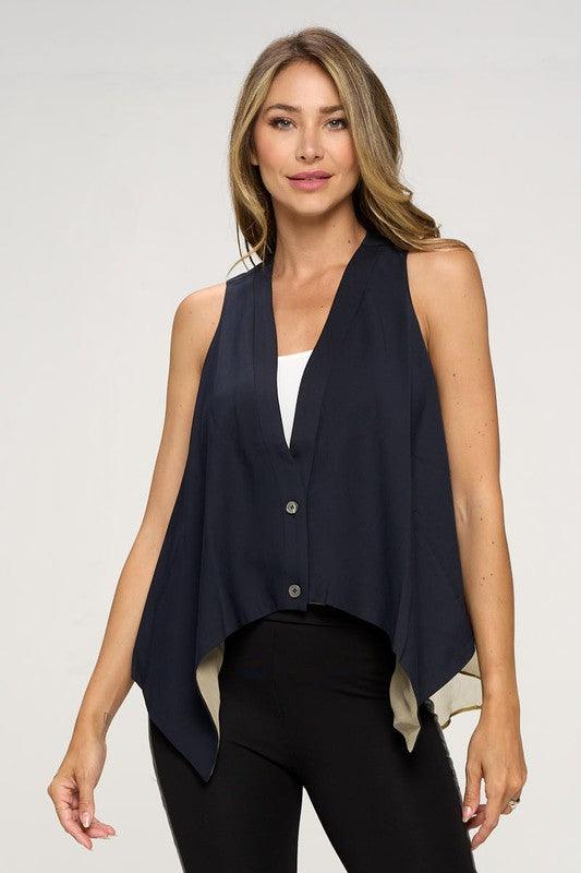 Women's Silk Contrast fashion Vest - Lucianne Boutique