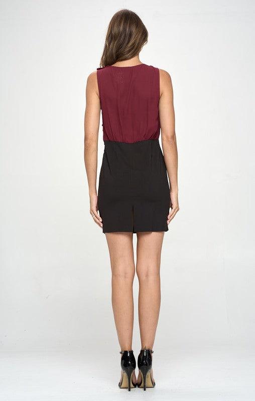 Two tone color block sleeveless dress - Lucianne Boutique