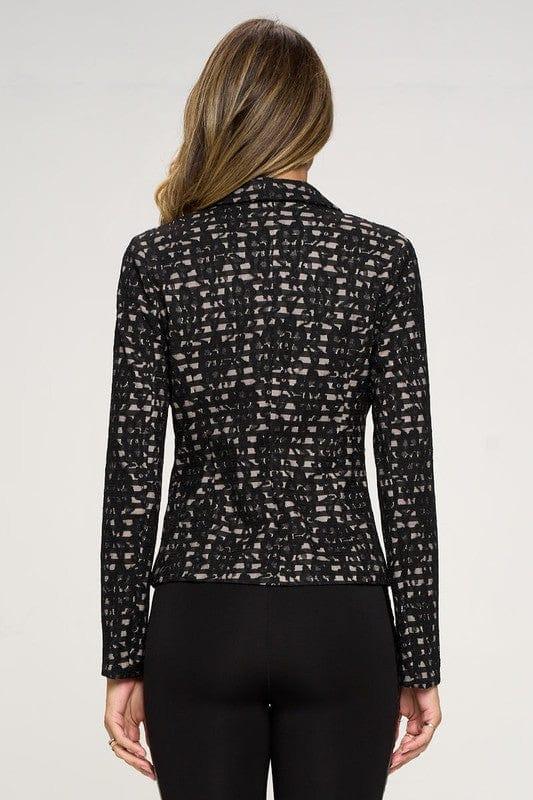 Women's allover stripe lace fashion jacket - Lucianne Boutique