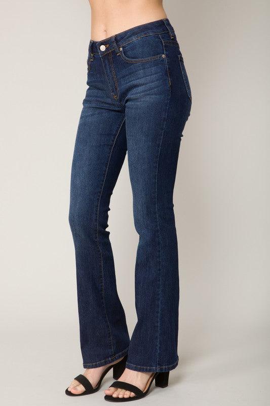 Mid Rise Flare Slim Bootcut Jeans - Lucianne Boutique