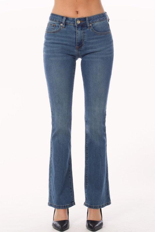 Mid Rise Flare Slim Bootcut Jeans - Lucianne Boutique