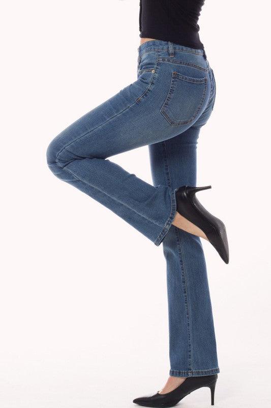 Mid Rise Flare Slim Bootcut Jeans - Lucianne Boutique