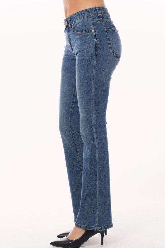 Mid Rise Flare Slim Bootcut Jeans - Lucianne Boutique