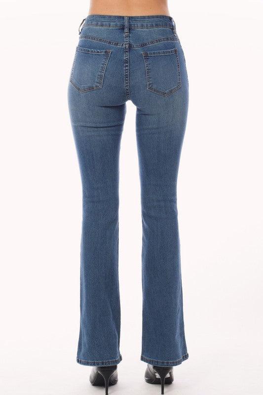 Mid Rise Flare Slim Bootcut Jeans - Lucianne Boutique