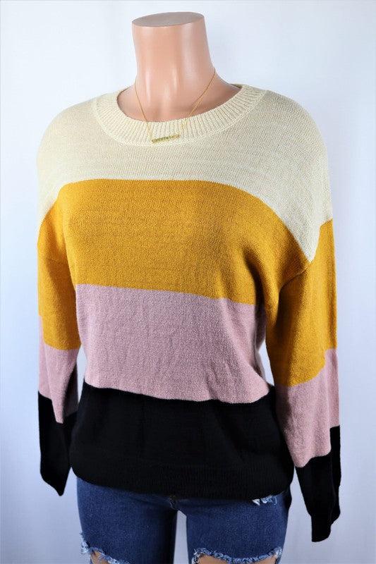 Stripe Colorblock Sweater - Lucianne Boutique