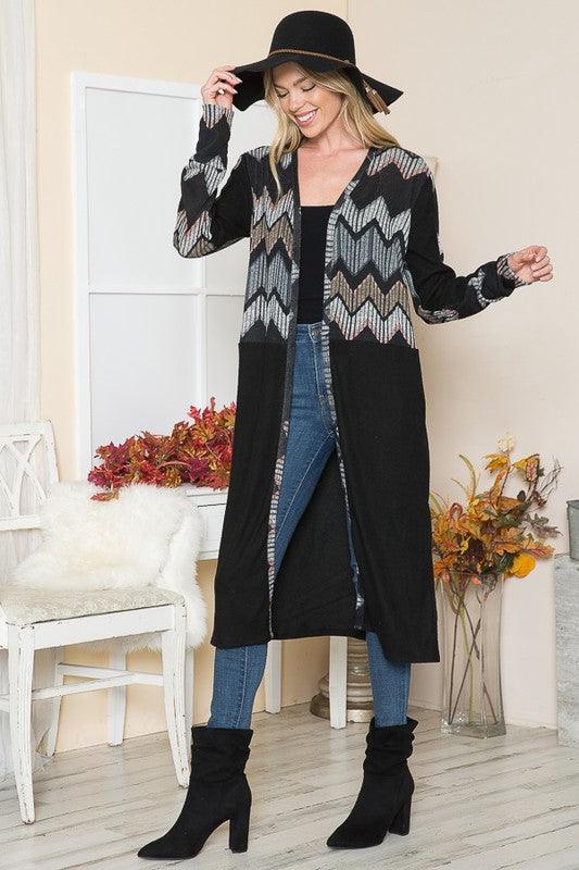 Mixed Media Maxi Cardigan - Lucianne Boutique
