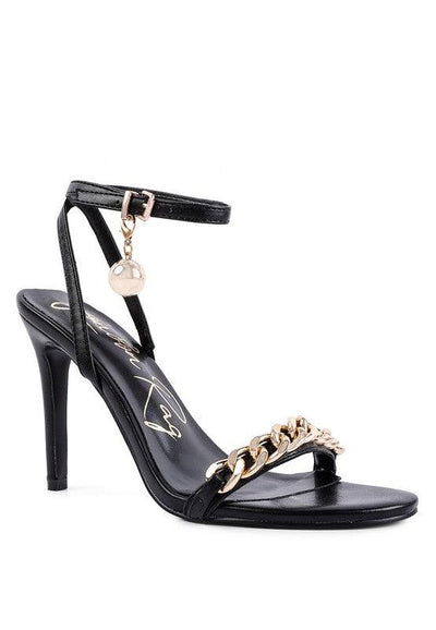 Mooning High Heeled Metal Chain Strap Sandals - Lucianne Boutique