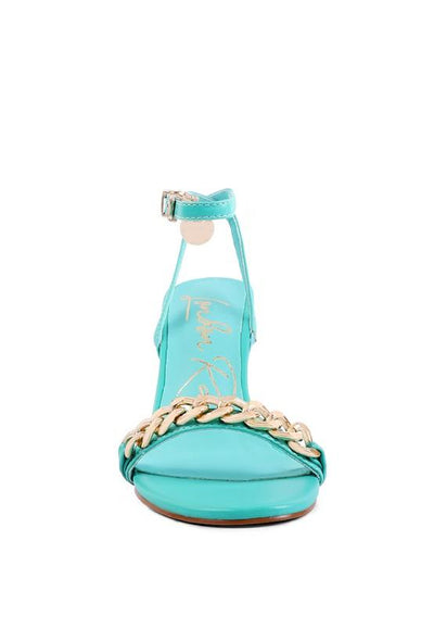 Mooning High Heeled Metal Chain Strap Sandals - Lucianne Boutique