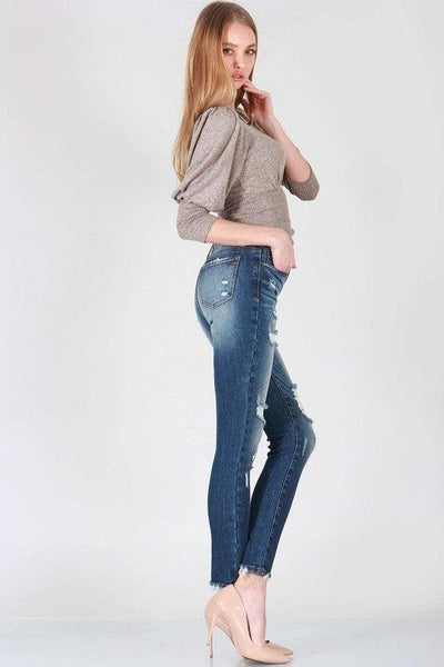 MID RISE SKINNY WITH DESTROY - Lucianne Boutique